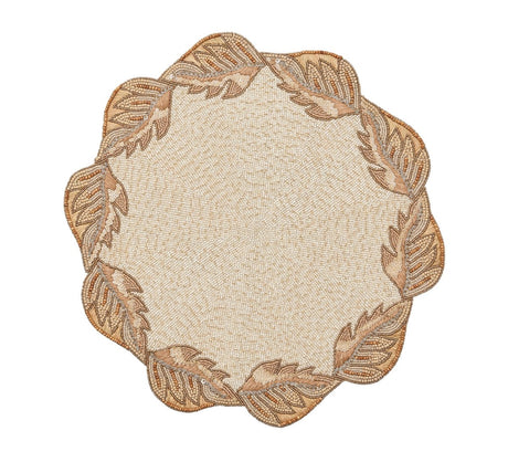 Winding Vines Placemat in Ivory, Natural & Gold by Kim Seybert at Fig Linens and Home