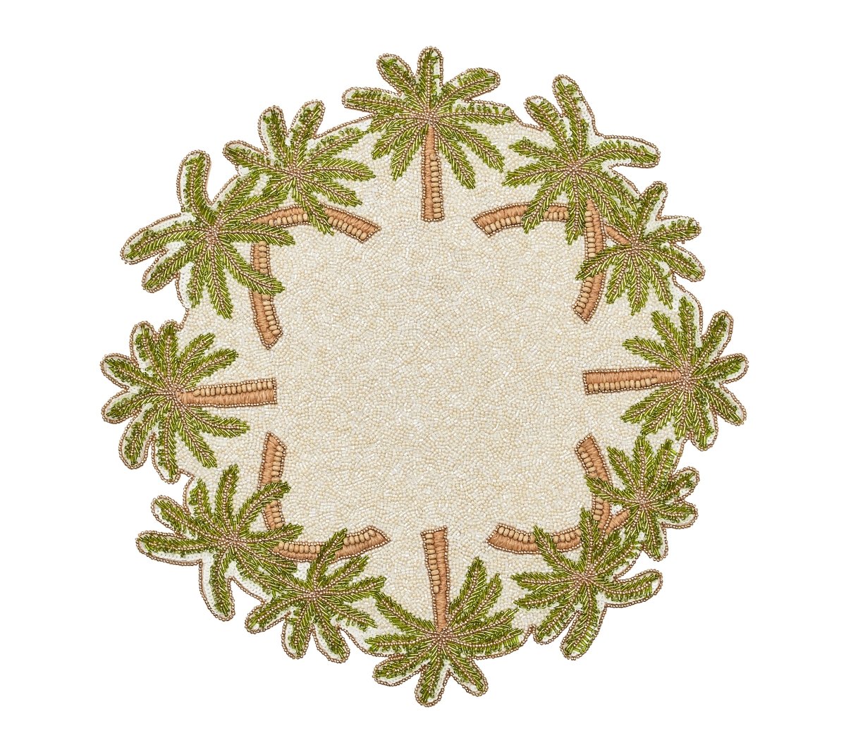 Oasis Placemat in Ivory, Green & Gold by Kim Seybert at Fig Linens and Home