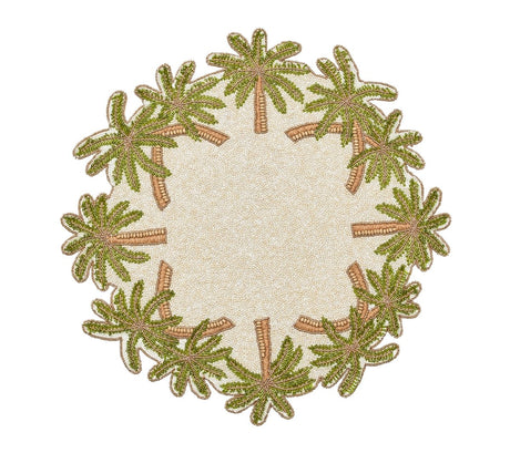 Oasis Placemat in Ivory, Green & Gold by Kim Seybert at Fig Linens and Home