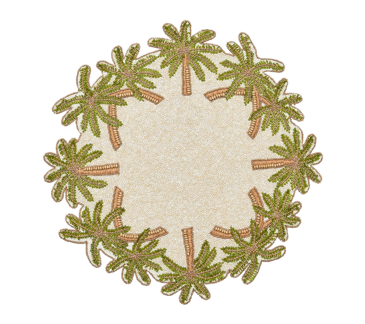 Oasis Placemat in Ivory, Green & Gold by Kim Seybert at Fig Linens and Home