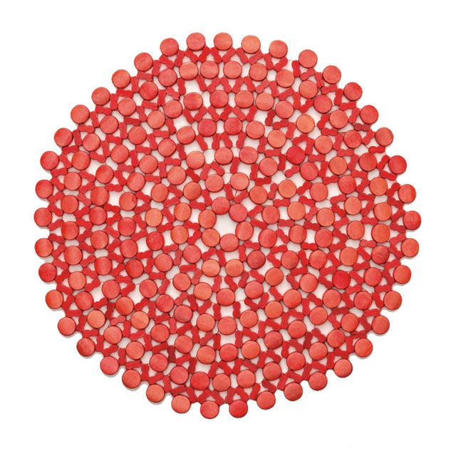 Round Bamboo Placemat in Coral by Kim Seybert at Fig Linens and Home