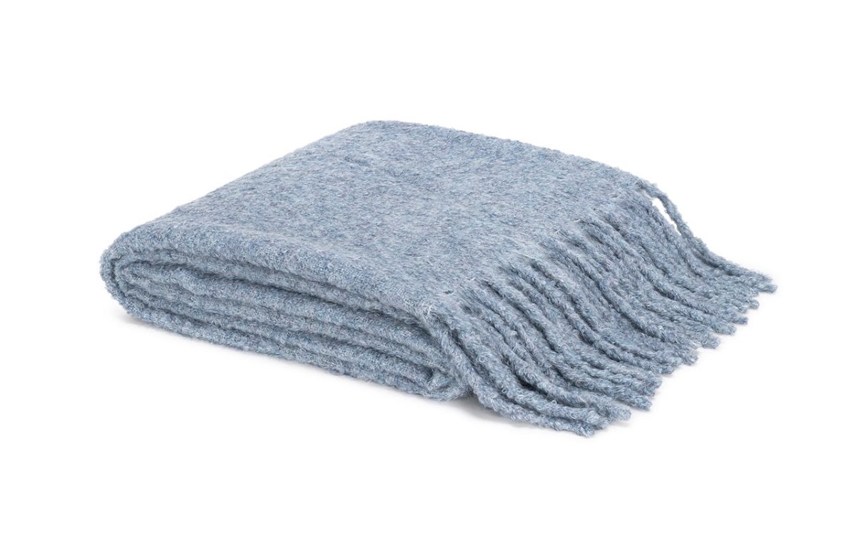 Matouk Poncho Throw Blanket in Hazy Blue at Fig Linens and Home 1