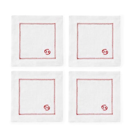 Fig Linens - Segni Cocktail Napkins by Sferra - Cancer