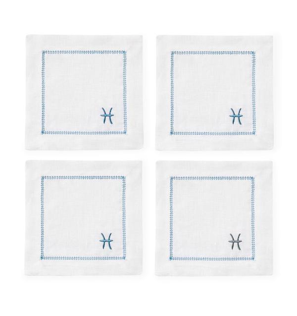 Fig Linens - Segni Cocktail Napkins by Sferra - Pisces