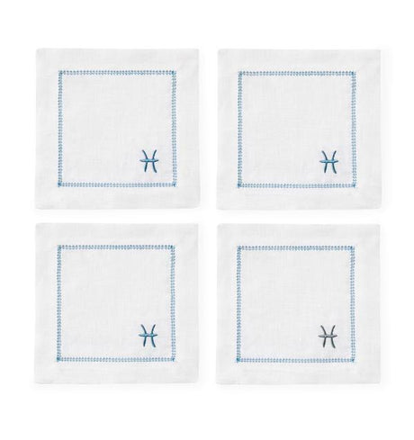 Fig Linens - Segni Cocktail Napkins by Sferra - Pisces