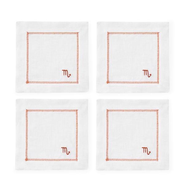 Fig Linens - Segni Cocktail Napkins by Sferra - Scorpio