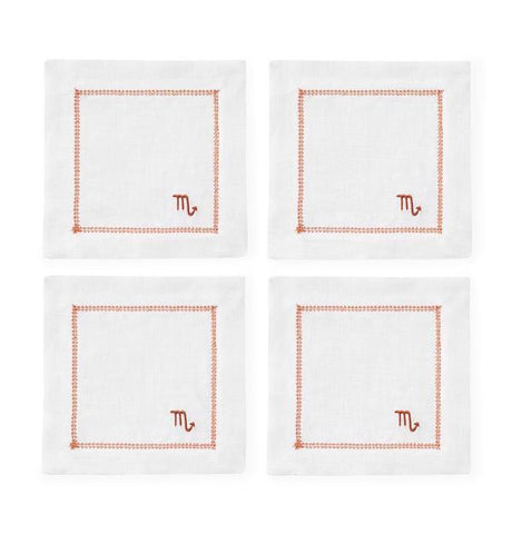 Fig Linens - Segni Cocktail Napkins by Sferra - Scorpio