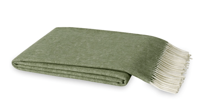 Italian Herringbone Olive Throw by Lands Downunder