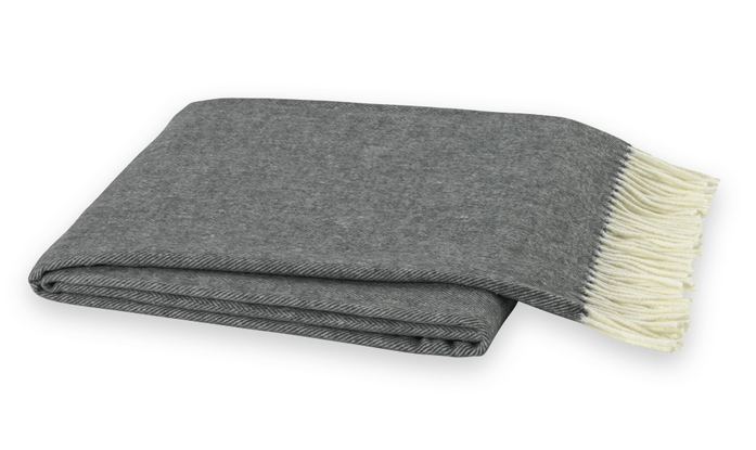 Italian Herringbone Charcoal Grey Throw by Lands Downunder