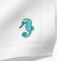 Thumbnail for Sferra Amalfi Cocktail Napkin - Seahorse - Fig Linens and Home