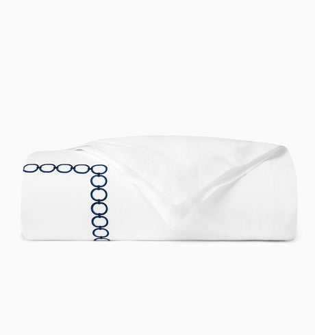 Duvet Cover - Sferra Linens Catena Navy Blue Percale Bedding at Fig Linens and Home