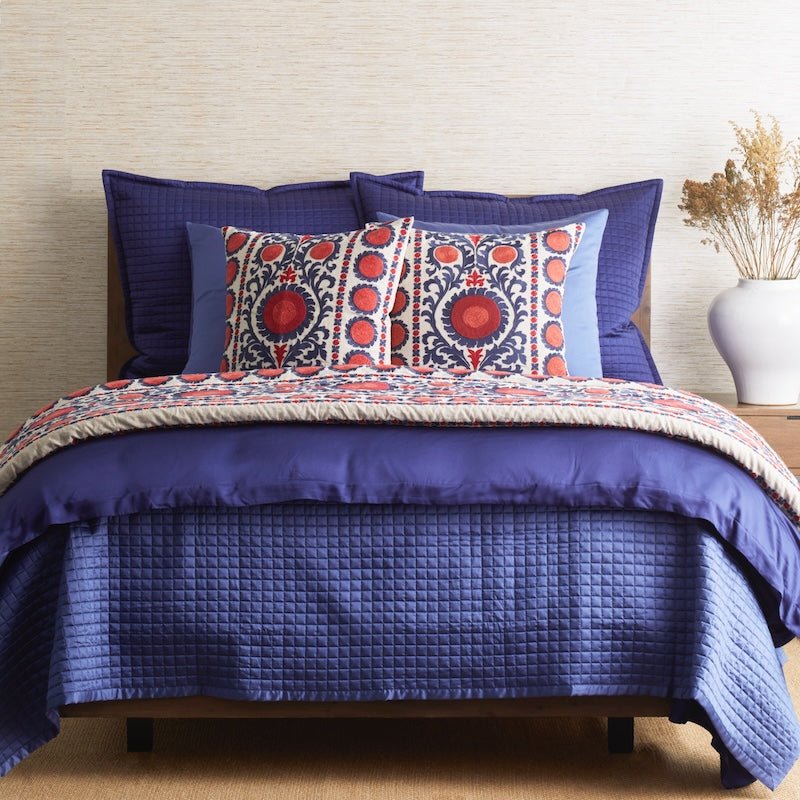 Suzani Throw Indigo by Ann Gish - Bed End Large Throw - Met Collection