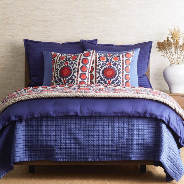 Suzani Throw Indigo by Ann Gish - Bed End Large Throw - Met Collection