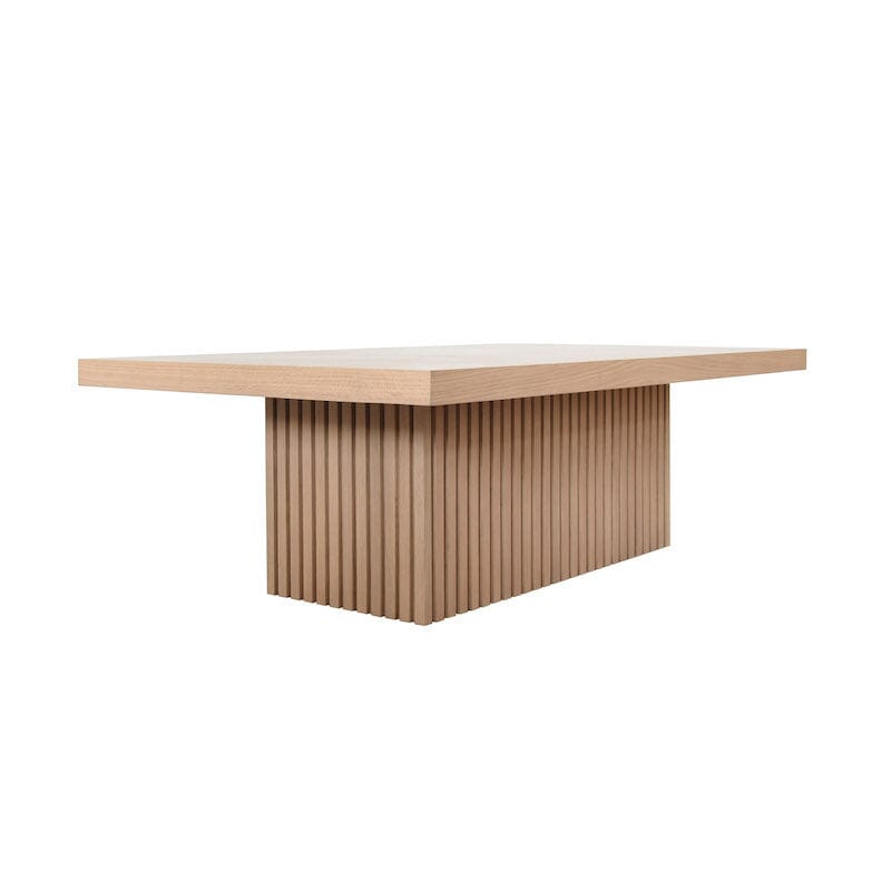 Tyson Natural Oak Pedestal Base Coffee Table by Worlds Away - Angled View