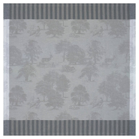 Souveraine Silver Tablecloths - Holiday Table -  Square Le Jacquard Français at Fig Linens and Home