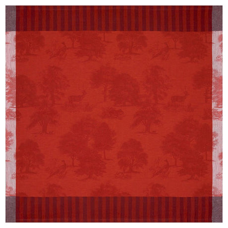 Souveraine Red Tablecloth | Le Jacquard Francais Holiday Linens - Small square table cloth