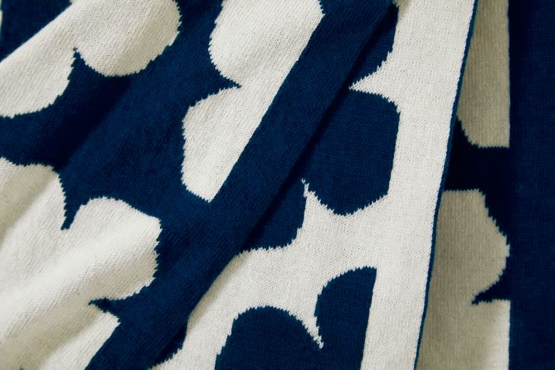 Close K Hanadot Navy Throw Blanket by Kenzo Paris at Fig Linens and Home