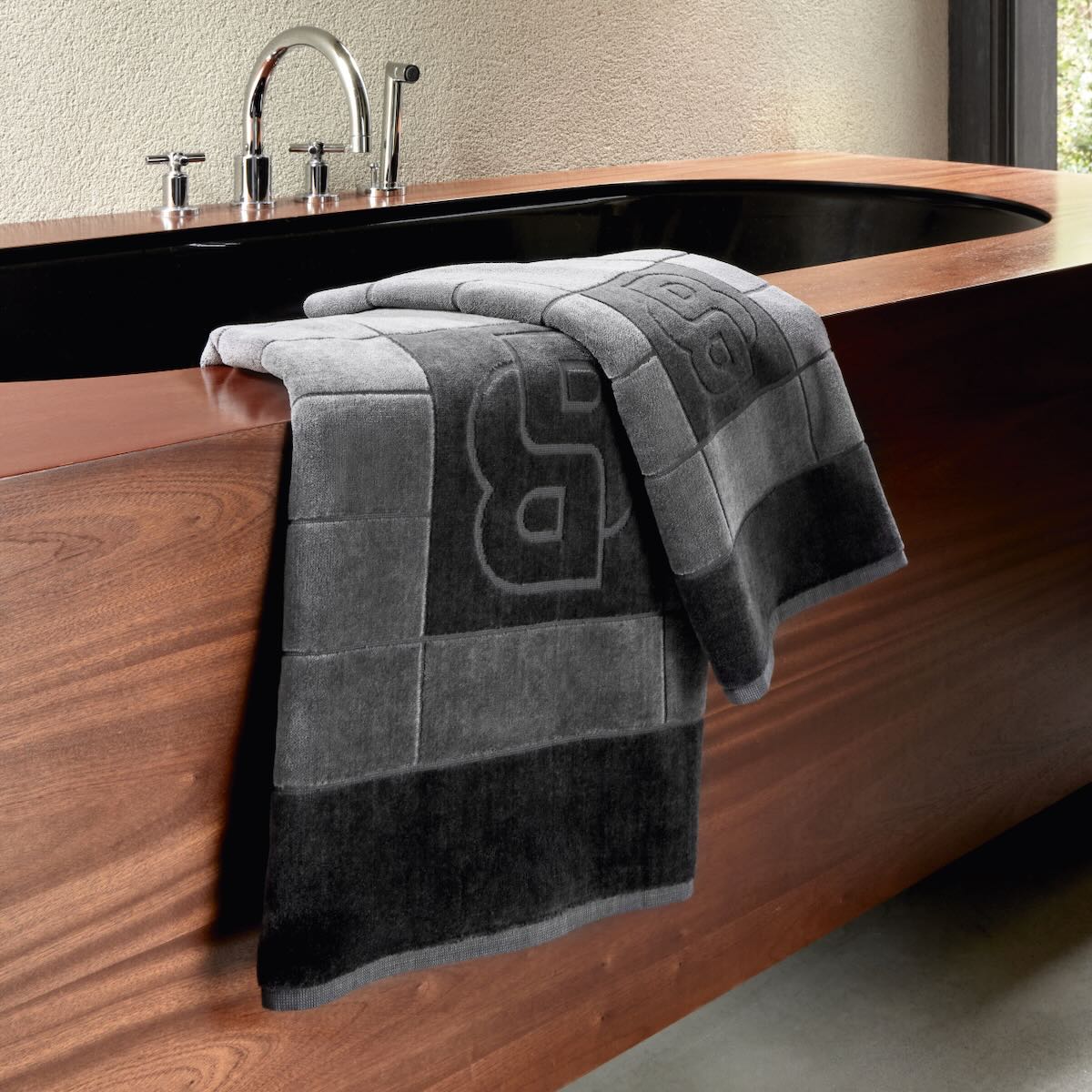 Hugo Boss Double B Charcoal Bath Towels by Yves Delorme