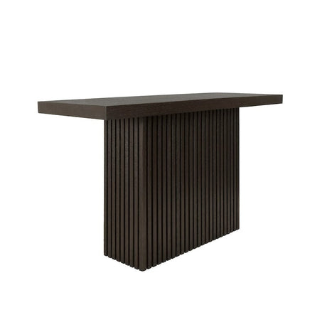 Vanna Dark Espresso Oak Pedestal Base Console Table by Worlds Away