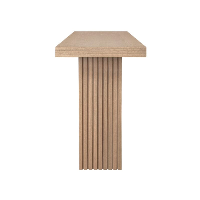 Vanna Natural Oak Pedestal Base Console Table by Worlds Away