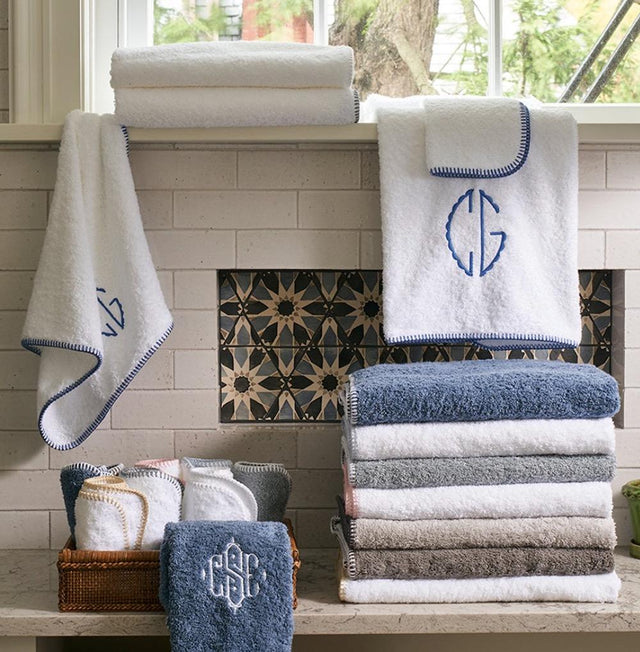 Matouk Whipstitch Towels and Tub Mats at Fig Linens