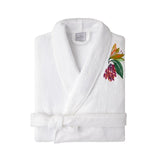 Yves Delorme Robe - Parfum Embroidery - Women's Shawl Collar Organic Cotton Bathrobe - Folded