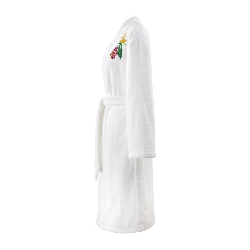 Yves Delorme Robe - Parfum Embroidery - Women's Shawl Collar Organic Cotton Bathrobe - Side View