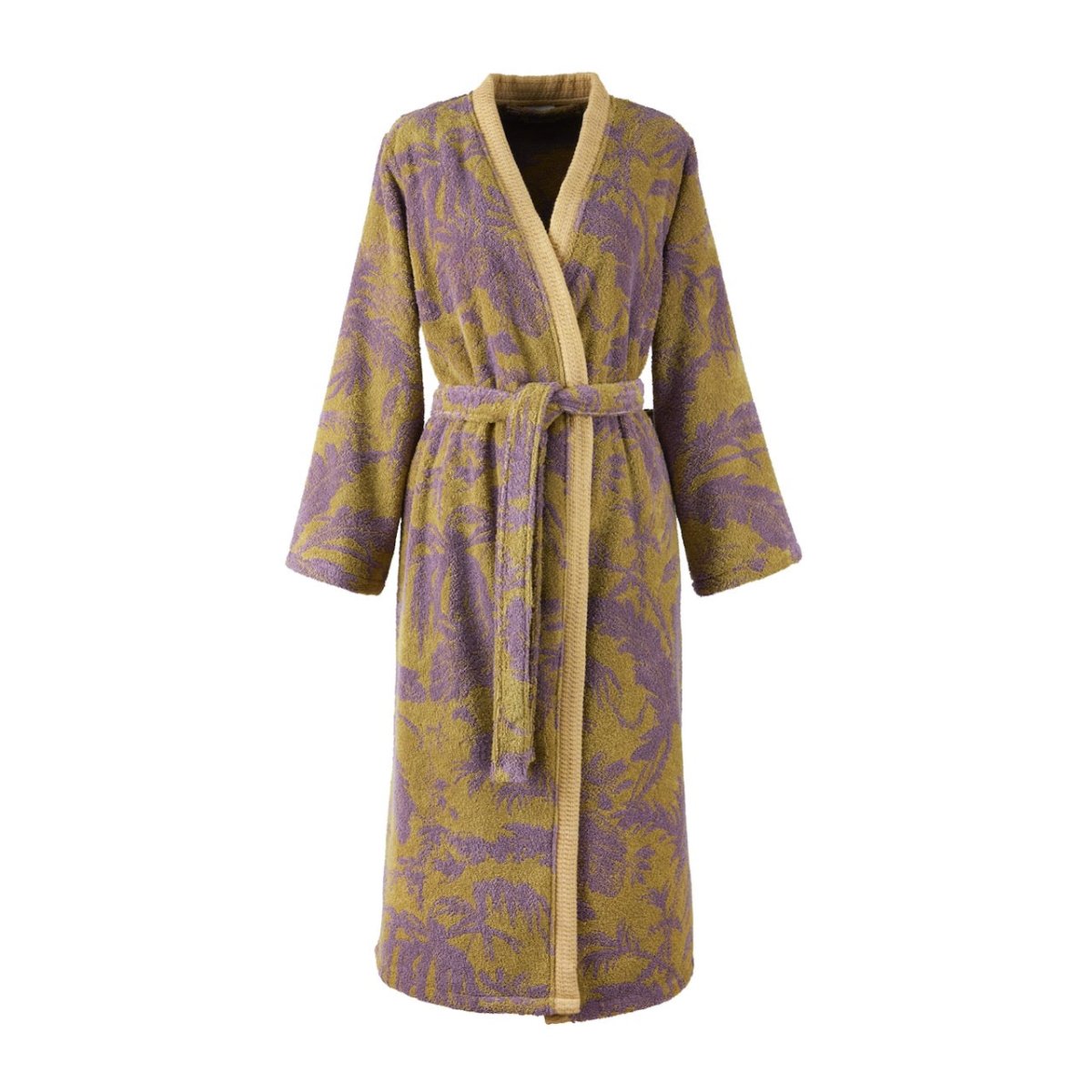 Robe Front Full View - Yves Delorme Organic Cotton Fresque Kimono Women's Bathrobe Loungewear