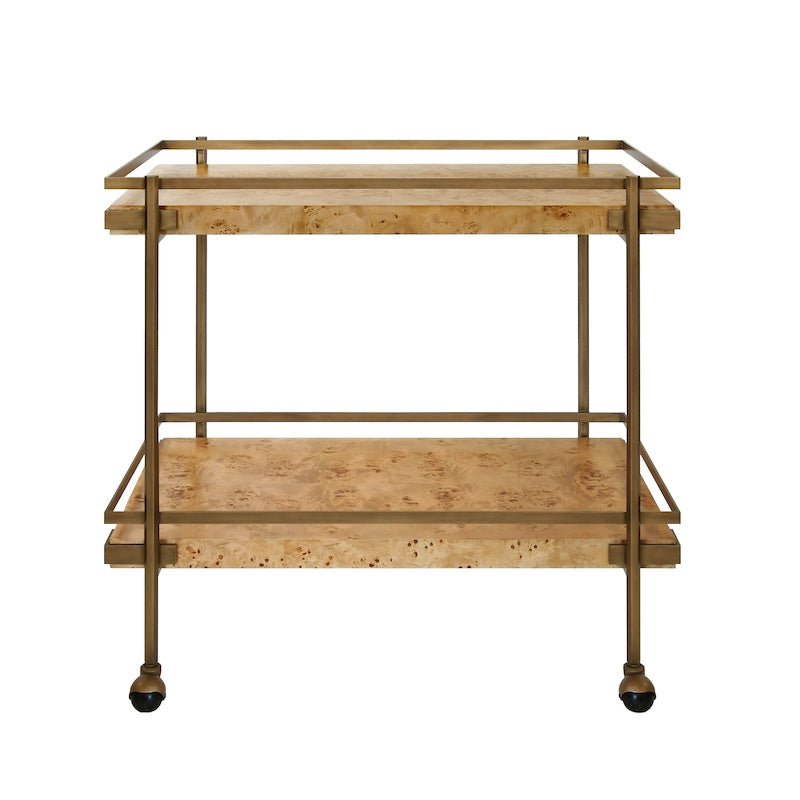 Bar Cart Front - Cash Burlwood Bar Cart by Worlds Away