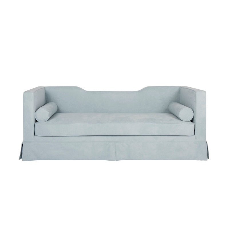 Sofa - Worlds Away Rex Light Blue Sofa - Front View