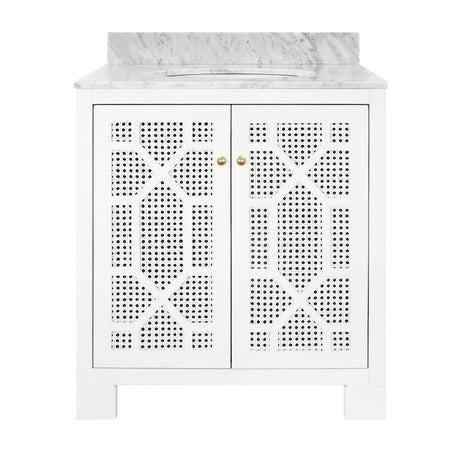 Vanity Front - Schaffer White Bath Vanity | Worlds Away Bathroom Vanities