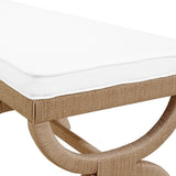 Xanadu Bench in Natural by Worlds Away - Fig Linens and Home - Detail of Rope