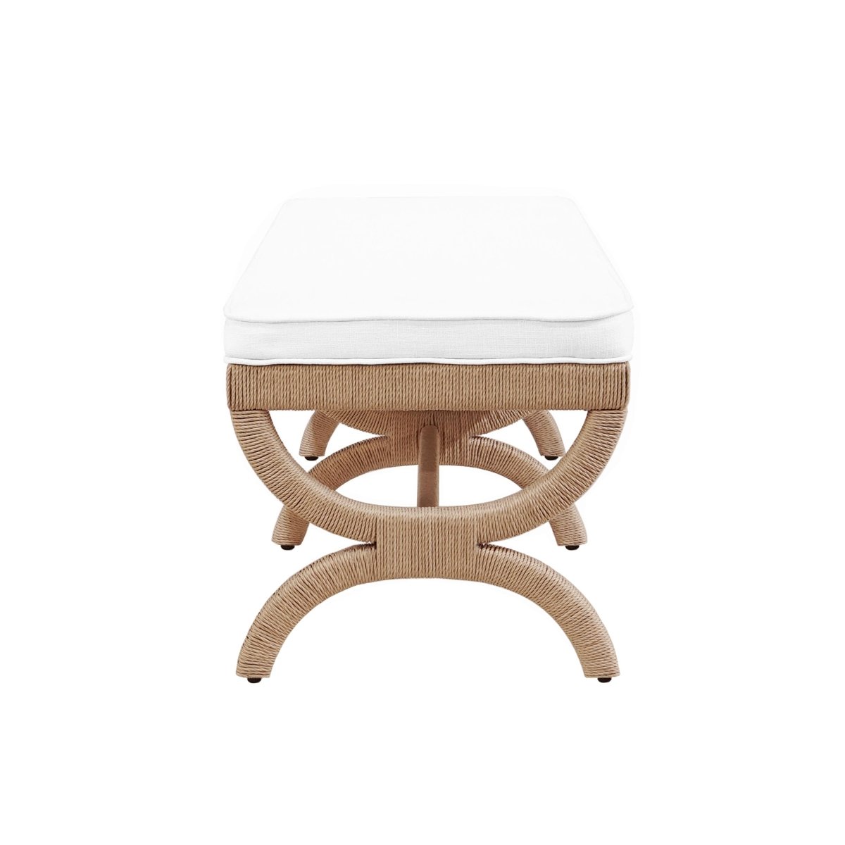 Xanadu Bench in Natural by Worlds Away - Fig Linens and Home - Detail from Side of Bench