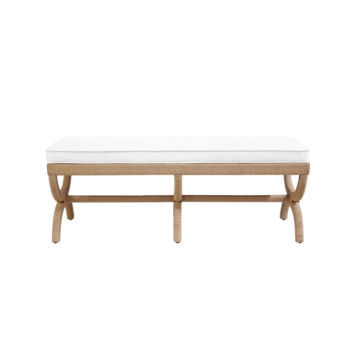 Xanadu Bench in Natural by Worlds Away - Fig Linens and Home - 3