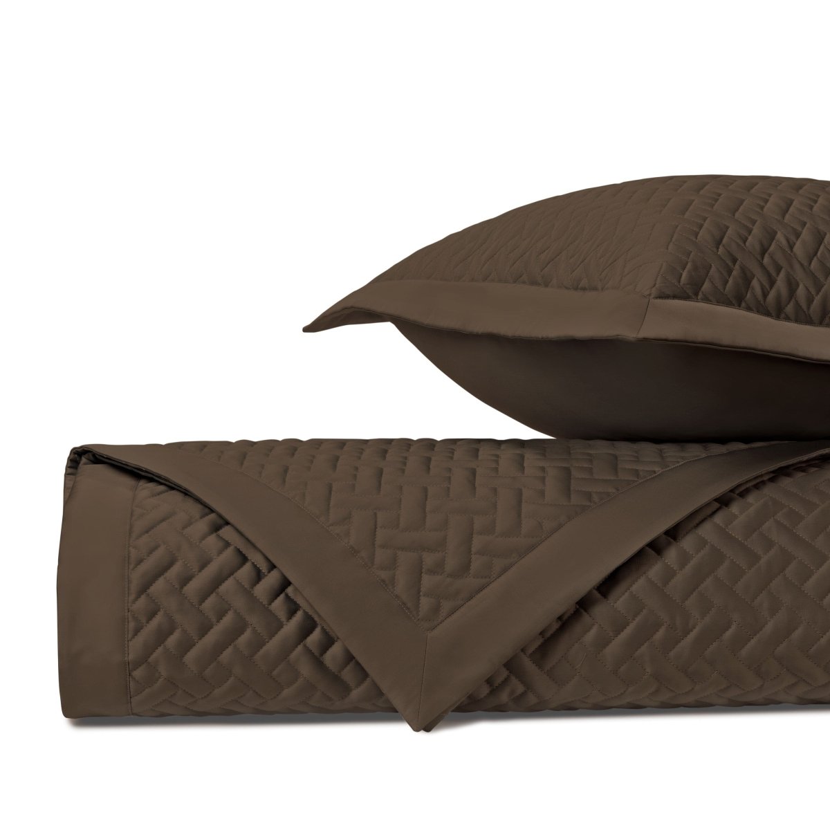 BASKETWEAVE Quilted Coverlet in Chocolate by Home Treasures at Fig Linens and Home