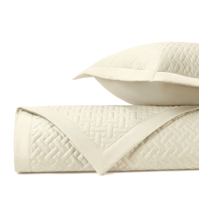 BASKETWEAVE Quilted Coverlet in Ivory by Home Treasures at Fig Linens and Home