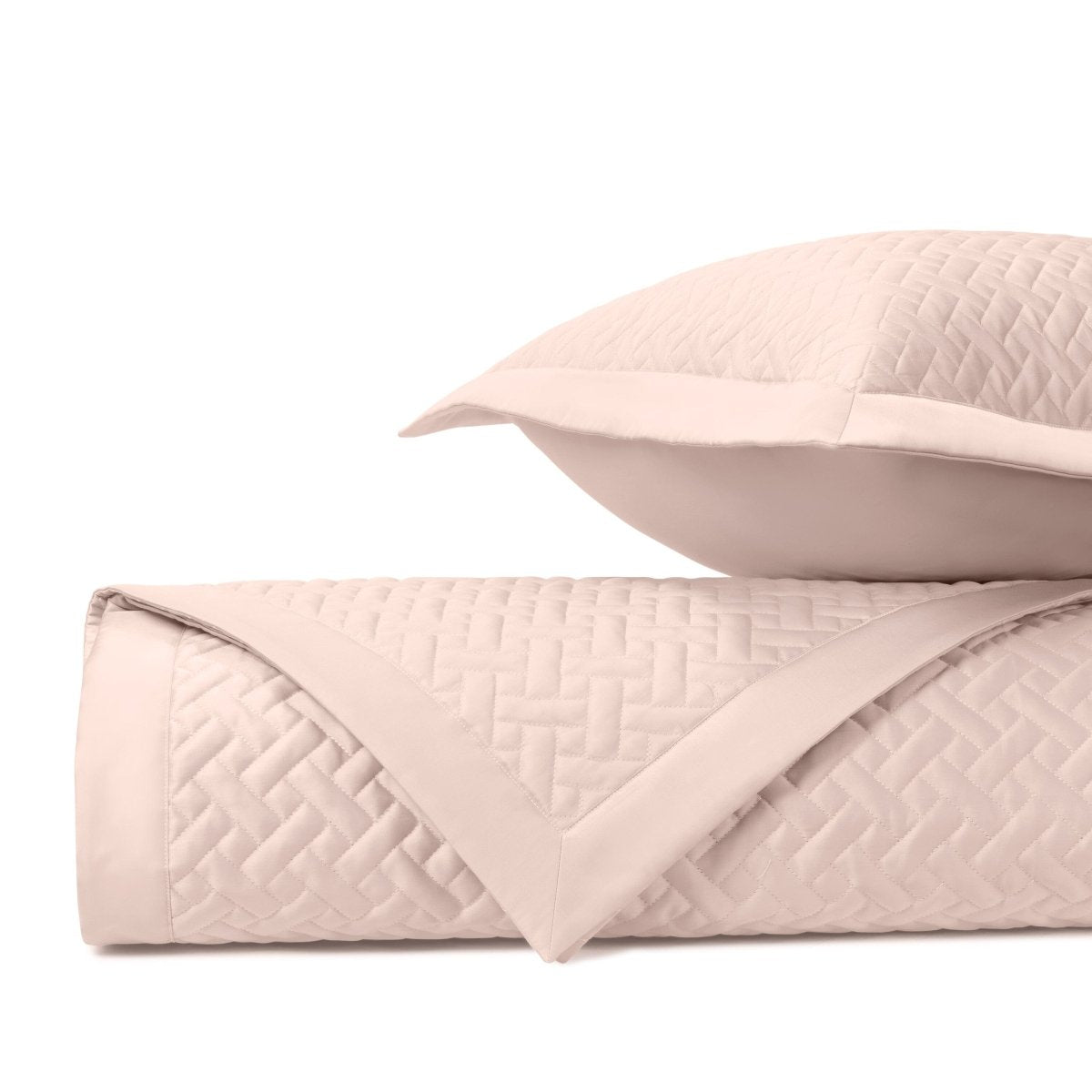 BASKETWEAVE Quilted Coverlet in Light Pink by Home Treasures at Fig Linens and Home