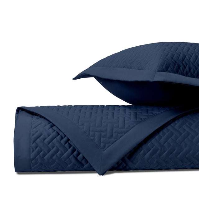 BASKETWEAVE Quilted Coverlet in Navy Blue by Home Treasures at Fig Linens and Home