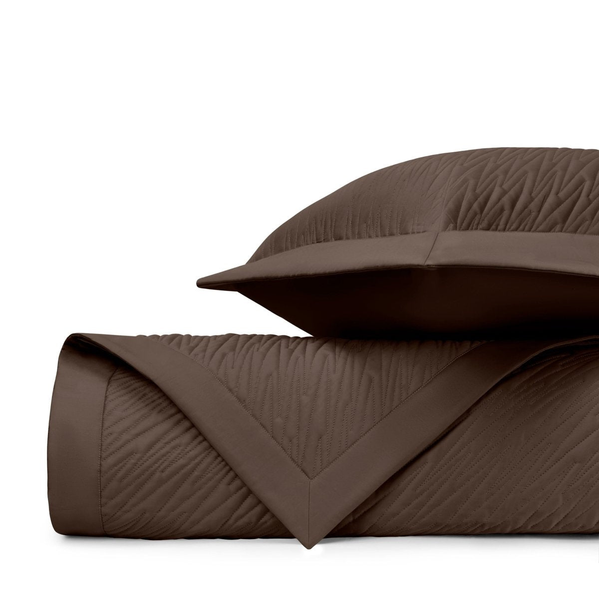 BLAZE Quilted Coverlet in Chocolate by Home Treasures at Fig Linens and Home