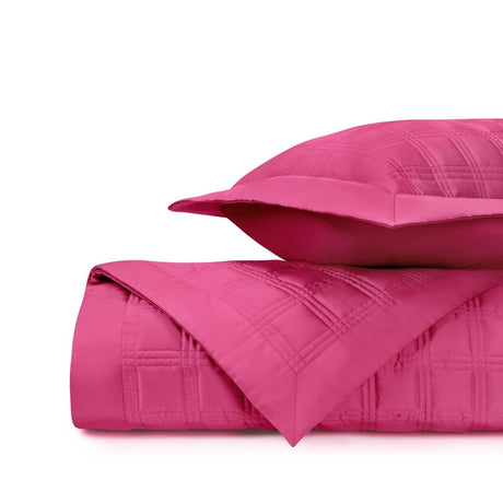 BLOCK Quilted Coverlet in Bright Pink by Home Treasures at Fig Linens and Home