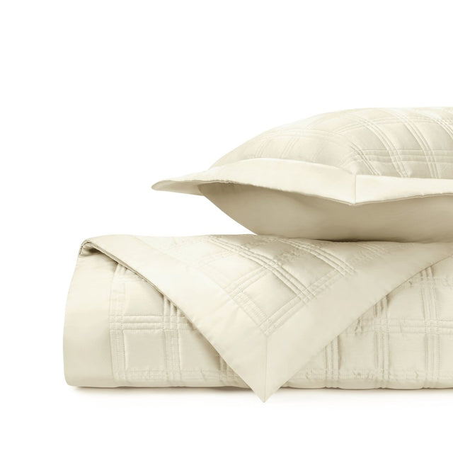 BLOCK Quilted Coverlet in Ivory by Home Treasures at Fig Linens and Home