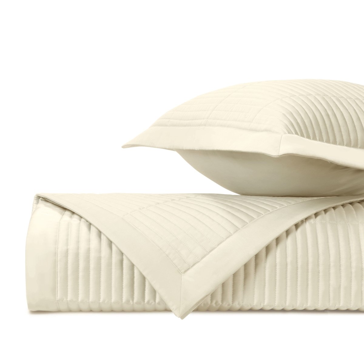 CHANNEL Quilted Coverlet in Ivory by Home Treasures at Fig Linens and Home