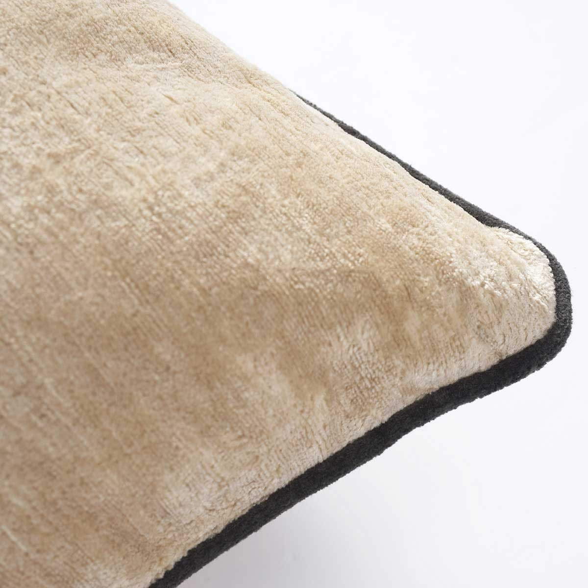 Fig Linens - Boromee Greige Lumbar Pillow by Iosis - Piped edges