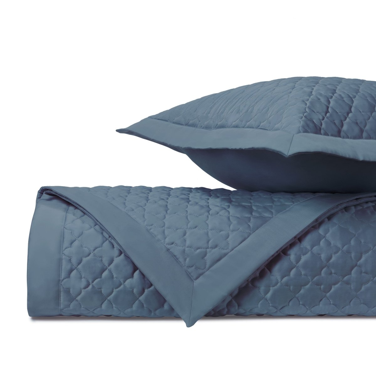 CLOVER Quilted Coverlet in Slate Blue by Home Treasures at Fig Linens and Home