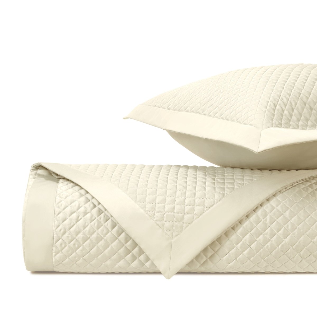 DIAMOND Quilted Coverlet in Ivory by Home Treasures at Fig Linens and Home