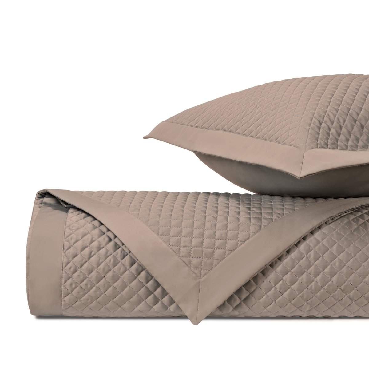 DIAMOND Quilted Coverlet in Mist Gray by Home Treasures at Fig Linens and Home