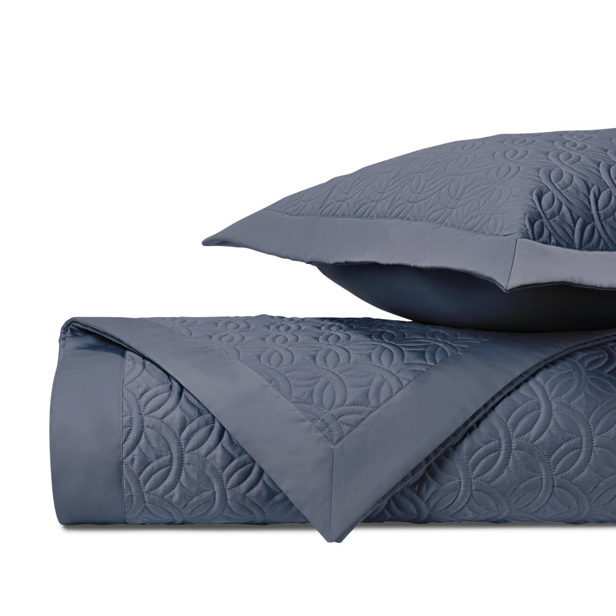 DUOMO Quilted Coverlet in Stone Blue by Home Treasures at Fig Linens and Home