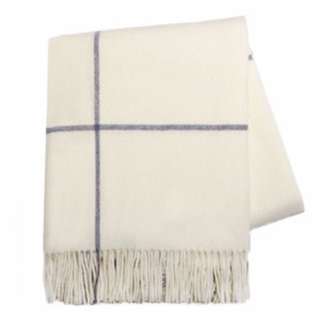 Ecru & Navy Windowpane Cashmere Throw by Lands Downunder