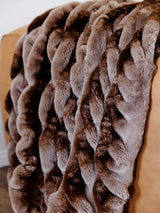 Faux Fur Blanket Detail of Ruching on Bed - Fabulous Furs Caramel Chinchilla Throws