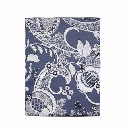 Fig Linens- Chandernagor Navy Bedding by Alexandre Turpault - Flat sheet